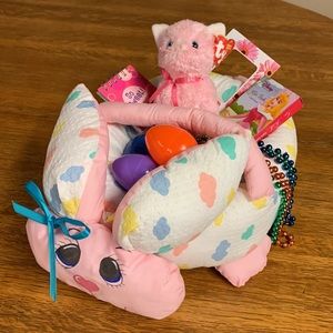 Pink Plush Bunny Easter Basket